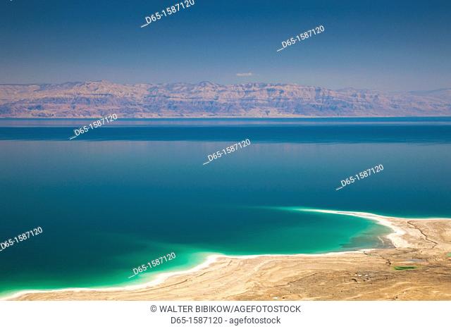 Israel, Dead Sea, Metzoke Dragot, elevated view of the Dead Sea