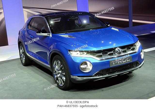The VW T-Roc is presented in the exhibition hall Espace Secheron during the VW company evening at the eve of the first press day of the Geneva Motor Show in...