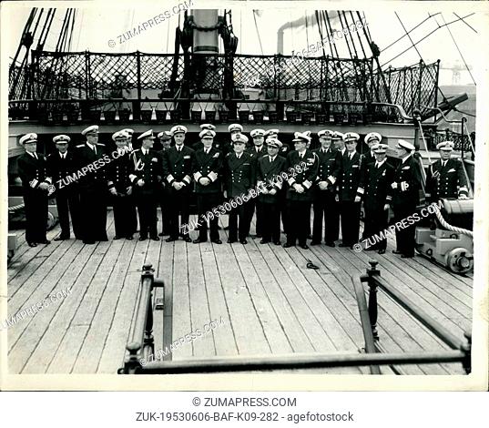 Jun. 06, 1953 - Fleet Review Guests Visit H.M.S Victory At Portsmouth. Officers Aboard H.M.S. Victory. Officers form the visiting warships now assembled off...