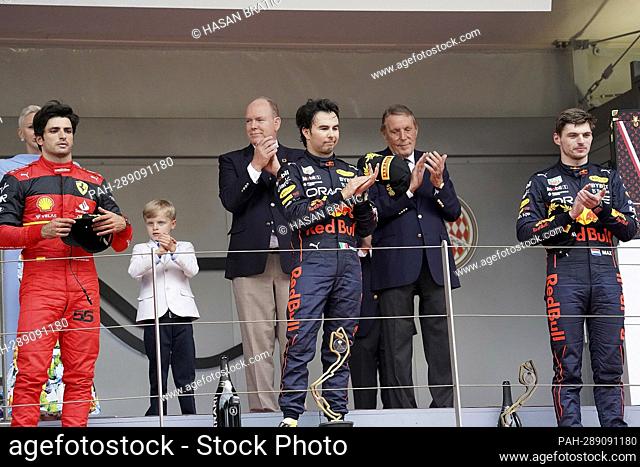 May 29, 2022, Monaco Circuit, Monte Carlo, FORMULA 1 GRAND PRIX DE MONACO 2022, in the picture Stefano Casiraghi, Carlos Sainz from Spain from the Ferrari team