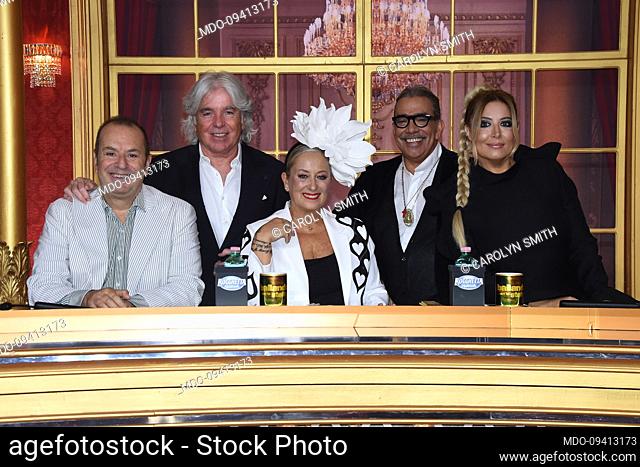The members of the jury Fabio Canino, Ivan Zazzaroni, Carolyn Smith, Guillermo Mariotto and Selvaggia Lucarelli during the first episode of the television...
