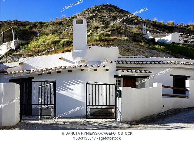 Traditional cavehouse in the city of Galera near Baza, unspoilt cave country in mountainous region of northern Andalusia