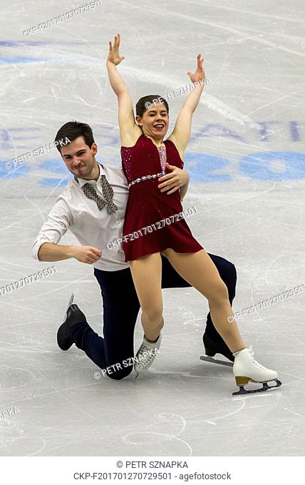 Miriam Ziegler and Severin Kiefer of Austria compete during the pairs - free skating of the European Figure Skating Championships in Ostrava, Czech Republic