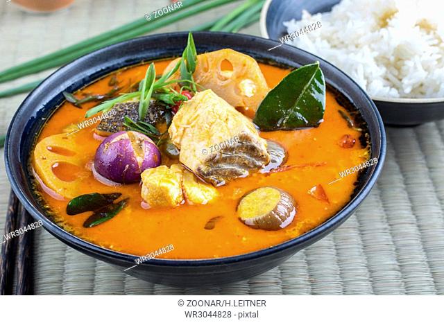 Thai Fish Soup in Bowl