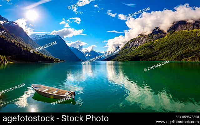 Beautiful Nature Norway natural landscape. lovatnet lake Lodal valley