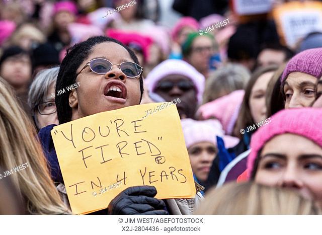 Washington, DC USA - 21 January 2017 - The Women's March on Washington drew an estimated half million to the nation's capitol to protest President Donald Trump