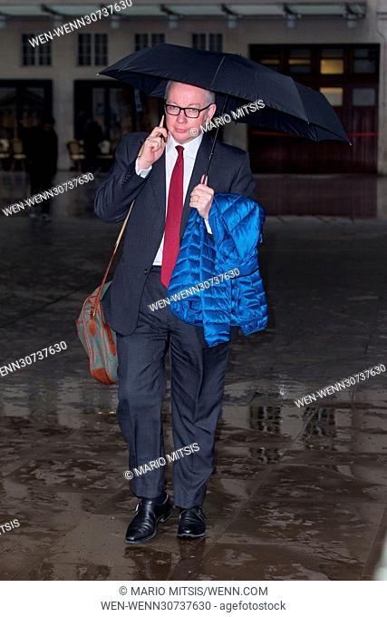 Michael Gove pictured arriving at the BBC News studios Featuring: Michael Gove Where: London, United Kingdom When: 16 Jan 2017 Credit: Mario Mitsis/WENN