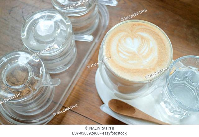 Free pour hot coffee latte, stock photo