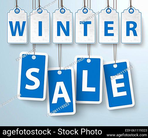 Red price stickers with text winter sale. Eps 10 vector file