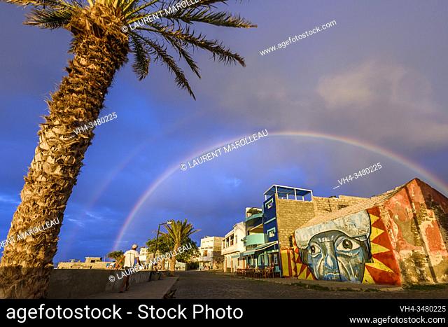 Rainbow on Ponta do Sol Village, Ribeira Grande Municipality, Santo Antao, Cape Verde Islands, Africa