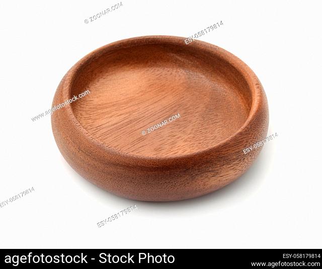 Empty wooden bowl isolated on white