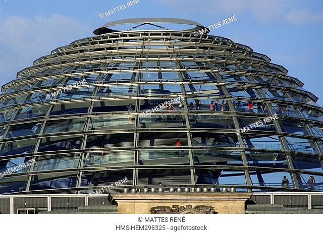 Germany, Berlin, Reichstag, Bundestag glass dome German Parlement since 1999 by the architect Sir Norman Foster