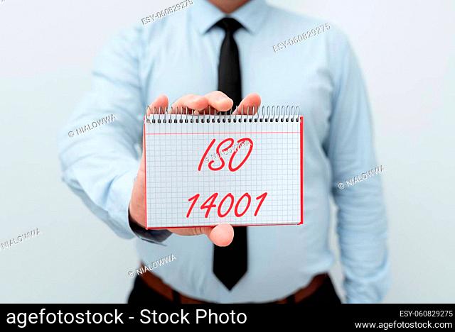 Conceptual display Iso 14001, Business concept a family of standards related to environmental management Presenting New Plans And Ideas Demonstrating Planning...