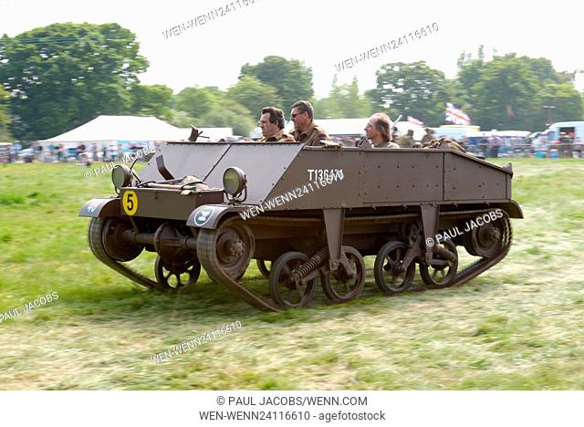 Pictured on a warm bank holiday weekend is the Solent Overlord WW2 show in Denmead, Hampshire, UK. The show attracts over 4000 visitors over the weekend with...
