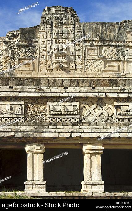 Pillars of the Palace, Cuadrangulo Monjas, The Nunnery Quadrangle, Uxmal, Yucatan, Mexico, Central America