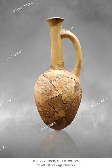 Hittite long neck pointed base terra cotta vessel. Hittite Old Period, 1650 - 1450 BC. Huseyindede. Çorum Archaeological Museum, Corum, Turkey