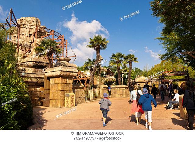 The Indiana Jones and the Temple of Peril roller coaster ride at Disneyland Paris in France