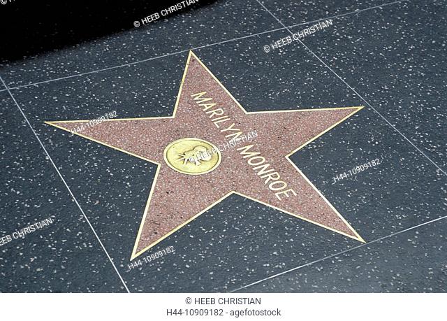 Star, Marilyn Monroe, floor, Walk of fame, Hollywood Boulevard, Hollywood, Los Angeles, California, USA, United States, America