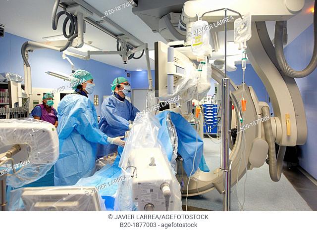 Angioplasty Distal, Vascular Interventional Radiology, Operating Room, Surgery, Hospital Donostia, San Sebastian, Gipuzkoa, Basque Country, Spain