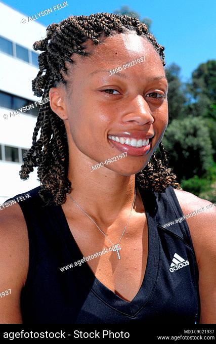 The american athlete Allyson Felix attends the photocall of the Golden Gala of athletics at the hotel Sheraton. Rome (Italy), July 9th, 2009