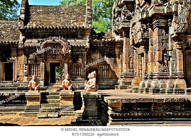Cambodia, Siem Reap, Angkor classified World Heritage by UNESCO, the temple of Banteay Srei said the citadel of women, one of the oldest temples of Angkor