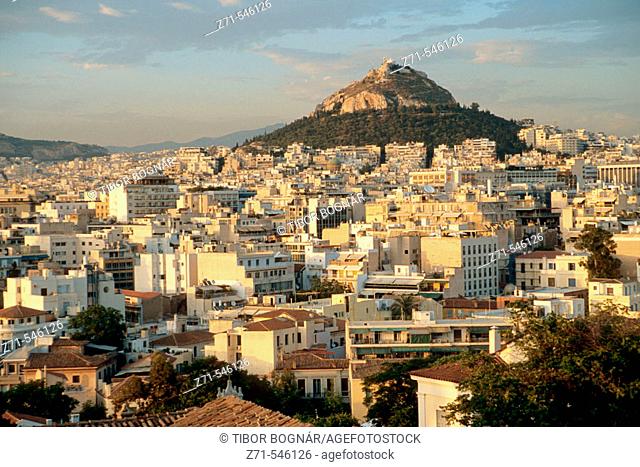 Lykavittos Hill, general panoramic view. Athens. Greece
