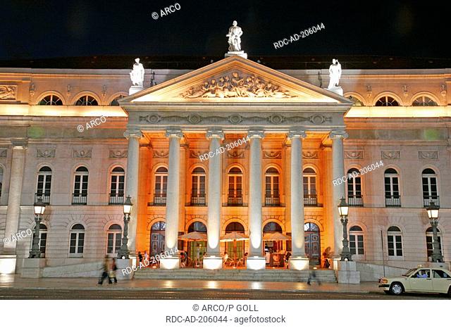 National theatre Dona Maria II, Lisbon, square Rossio, Portugal, Teatro Nacional Dona Maria II