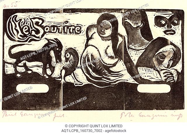 Paul Gauguin (French, 1848 - 1903), Title Page for ""Le Sourire"" (Titre du Sourire), in or after 1895, woodcut printed in black and gray by Pola Gauguin in...