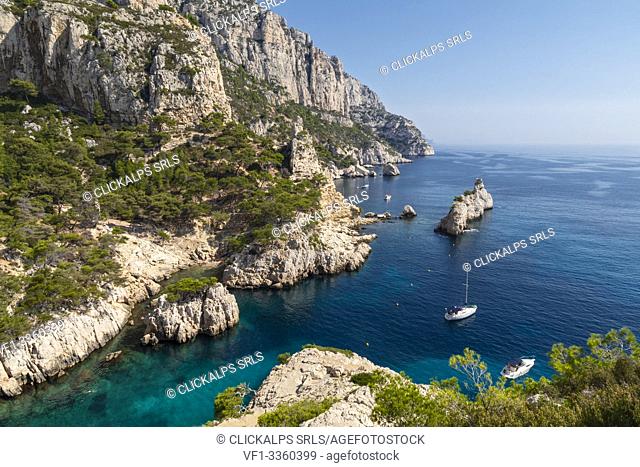 Marseille, Cassis, Provence, France, Europe. Landscapes of the Calanques, Calanque du Sugiton