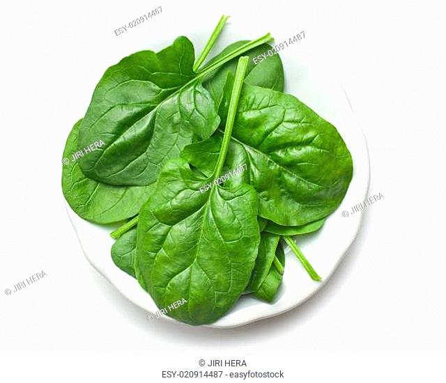 green spinach leaves on plate