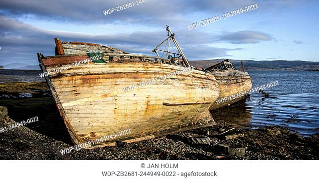 Fishing boat wrecks at Salen on the Isle of Mull