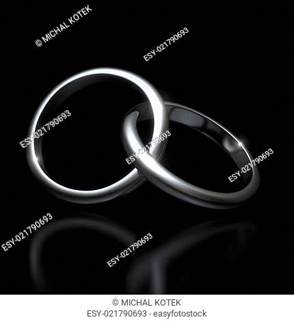 Silver conected rings - isolated with clipping path