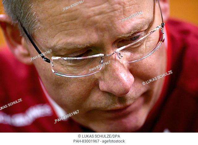 Coach Gudmundur Gudmundsson of Denmark reacts during the Men's Gold Medal Match match between Denmark and France of the Handball events during the Rio 2016...