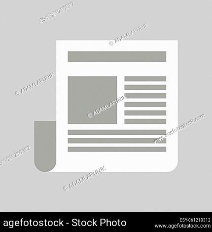 Newspaper icon isolated on gray background. Flat news icon. Simple vector illustration of newspaper