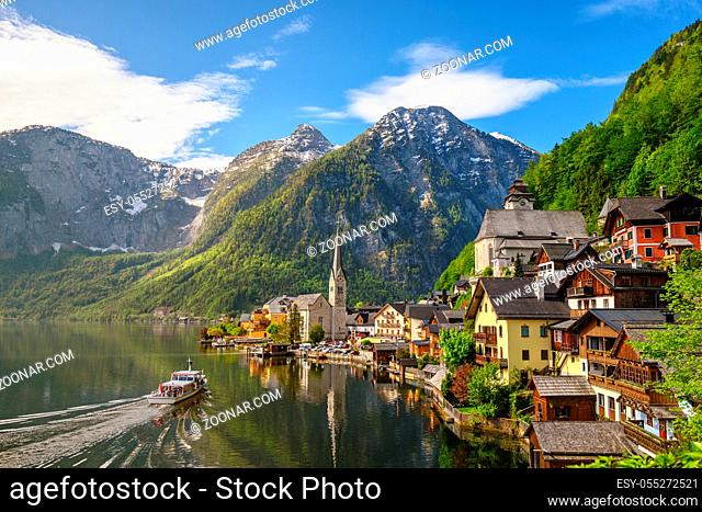 Hallstatt Austria, Nature landscape of Hallstatt village with lake and mountain
