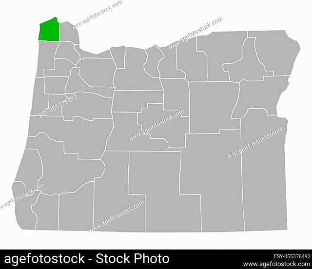 Map of Clatsop in Oregon