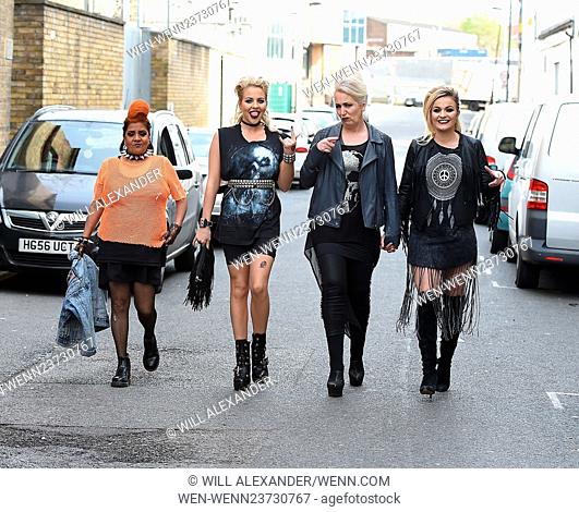Cast members of 'The Only Way Is Essex' film scenes for the series at The Egg Club in Kings Cross, dressed up in punk rocker outfits Featuring: Lydia Bright