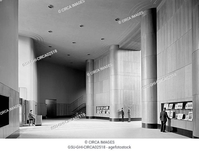 Foyer II, Brooklyn Public Library, Prospect Park Plaza, Brooklyn, New York, USA, Gottscho-Schleisner Collection, February 1941