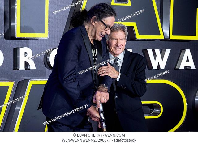 European premiere of 'Star Wars: The Force Awakens' - Red Carpet Arrivals Featuring: Peter Mayhew, Harrison Ford Where: London