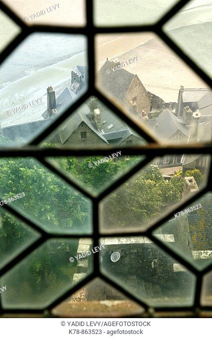 A View from a window at the abbey in Mont St  Michel, Normandy, France