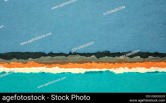 abstract landscape in blue pastel tones - a collection of colorful handmade Indian papers produced from recycled cotton fabric
