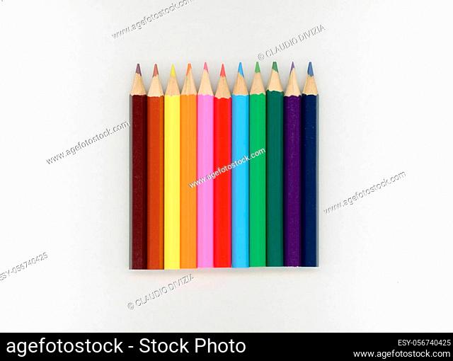 Coloured pencils crayons of many different colours