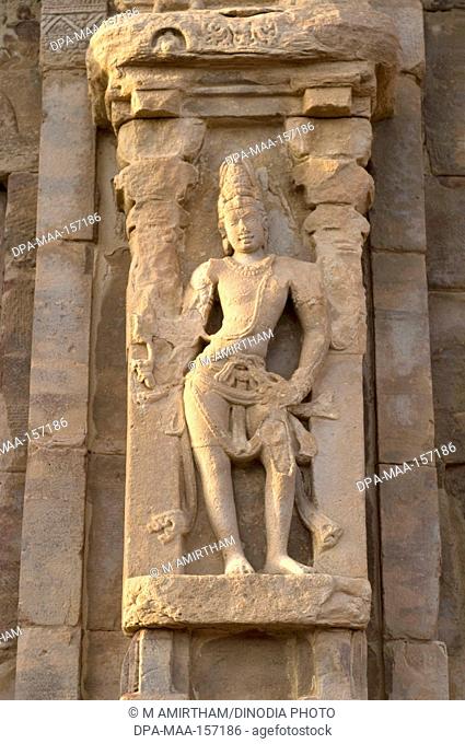 UNESCO World Heritage Site ; Lord Shiva on exterior wall of sculpture in Virupaksha temple is Dravidian architecture built by queen Lokamahadevi eight century...