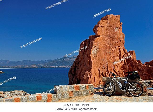 Italy, Sardinia, coast, Rocce Rosse of Arbatax, e-bike