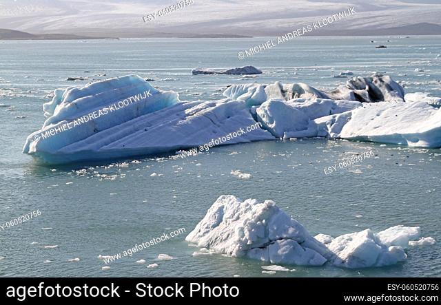 Icebergs float on Jokulsarlon glacier lagoon - Iceland (south)