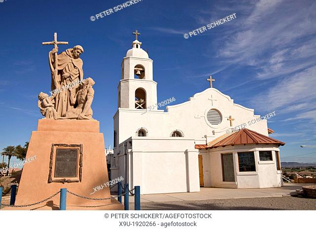 statue of Fray Hermenegildo Francisco Garcés and St  Thomas Indian Mission in Yuma, Arizona, United States of America, USA