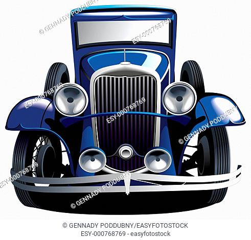 Detailed vectorial image of blue vintage car, isolated on white backgrounds  Contains gradients and blends