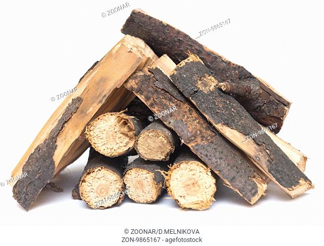 stack of firewood isolated on white background