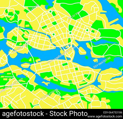 Layered vector illustration map of Stockholm