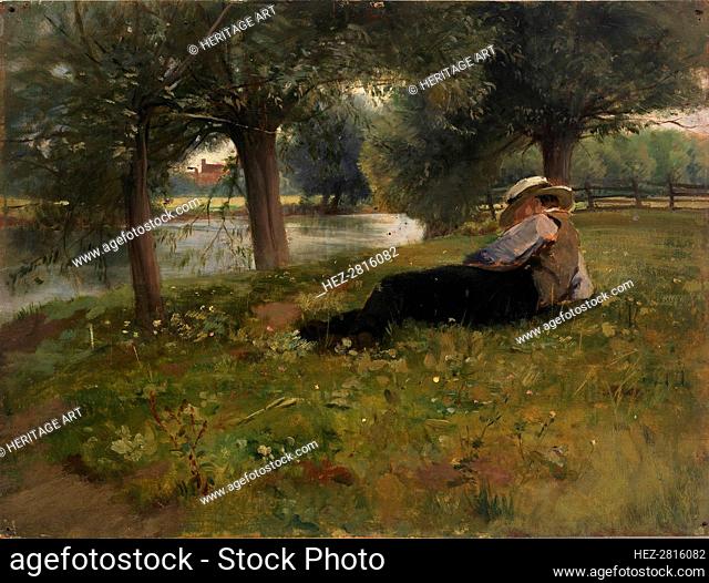 Man Reclining beside a Stream, late 19th-early 20th century. Creator: Eliphalet Frazer Andrews